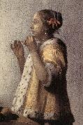 VERMEER VAN DELFT, Jan Woman with a Pearl Necklace (detail)  gff Sweden oil painting reproduction